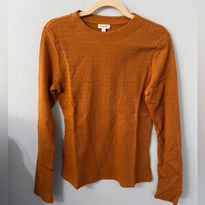 Anthropologie Pilcro Textured Long Sleeve in Honey/Miel Color Size L NWT